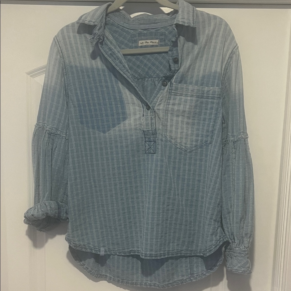 We The Free Blue Plaid Shirt